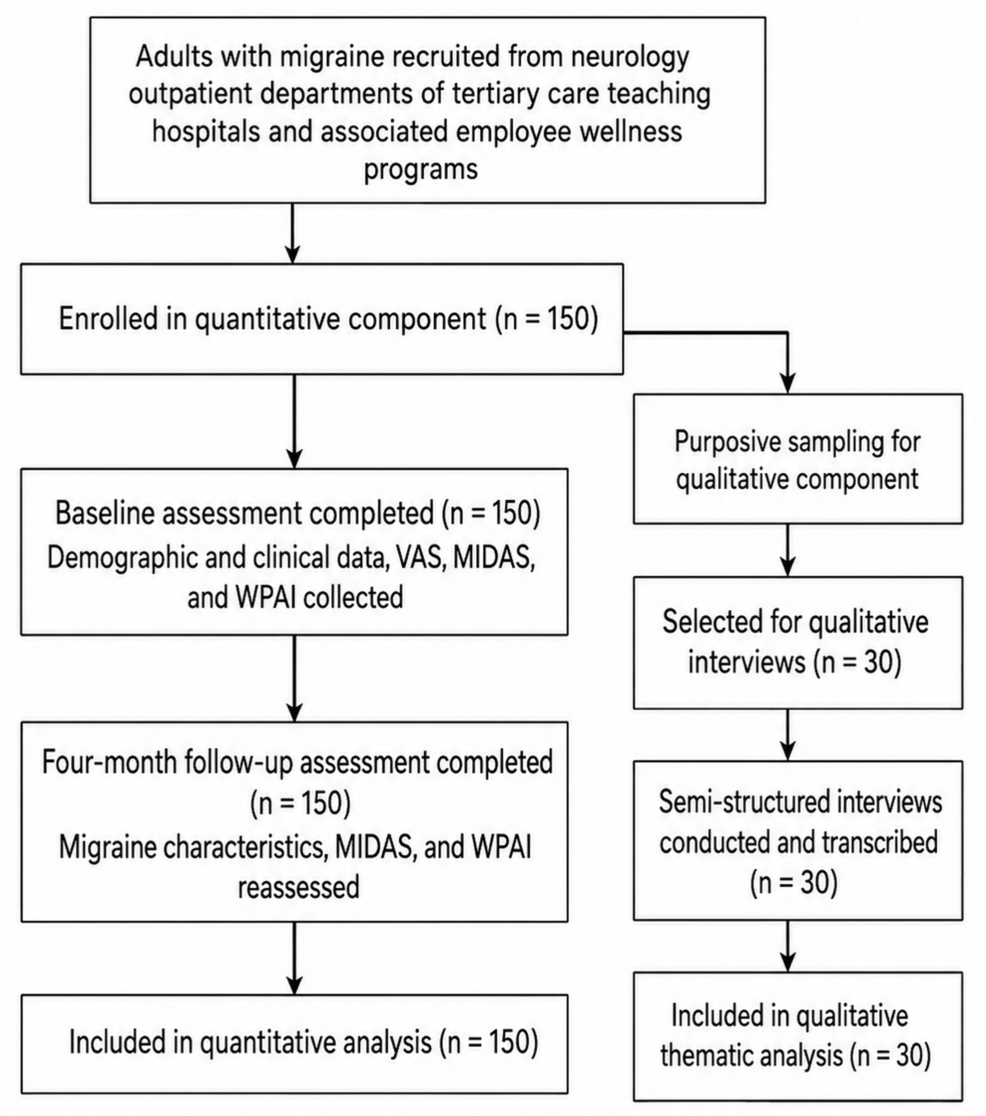 Participant-flow-diagram-showing-screening-and-eligibility-assessment,-enrollment-into-the-quantitative-component,-baseline-a
