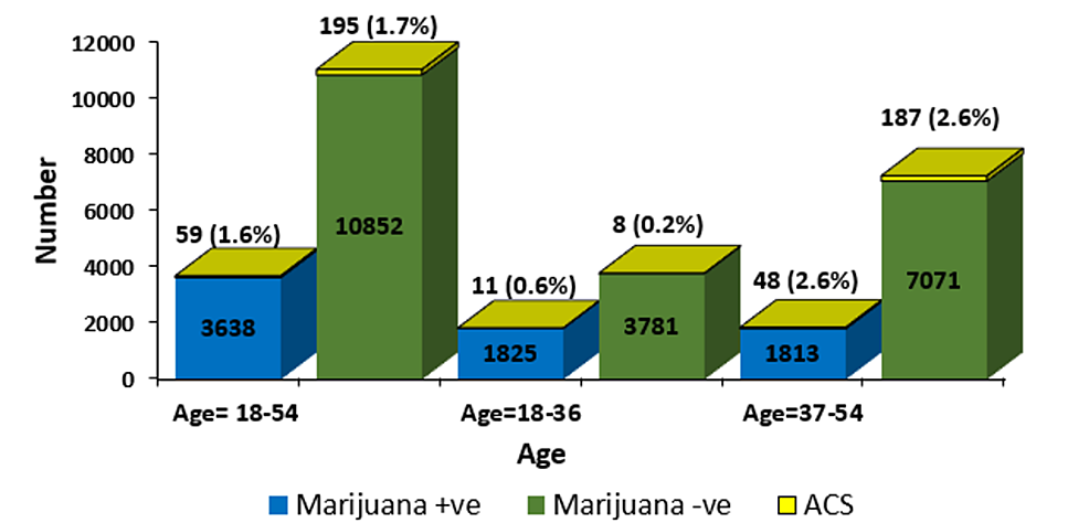 Acute-coronary-syndrome-incidence-according-to-age-groups-in-marijuana-positive-and-marijuana-negative-patients
