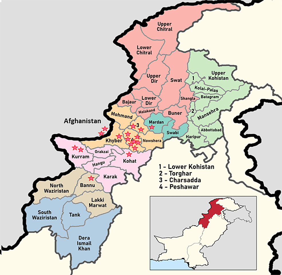 Map-of-Khyber-Pakhtunkhwa-province-of-Pakistan-showing-the-distribution-of-cases-of-Crimean-Congo-hemorrhagic-fever.