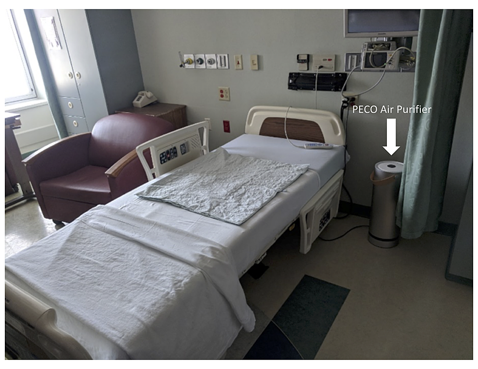 PECO-portable-air-purifier-placement-in-the-patient-room-near-the-head-of-the-bed