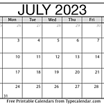 July  Calendar