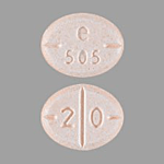 E 505 pill Peach Oval Adderall {overstimulated ADHD}